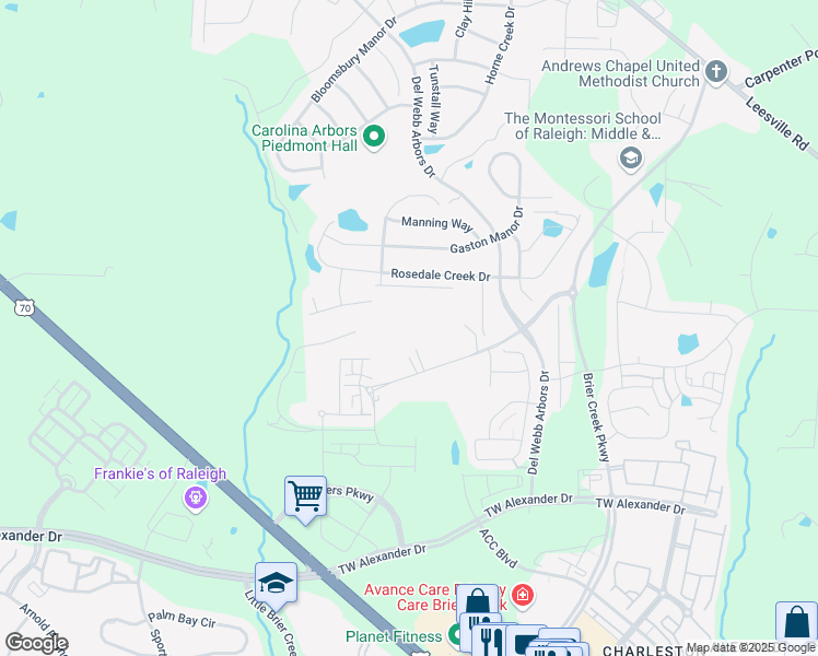 map of restaurants, bars, coffee shops, grocery stores, and more near 1002 Andrews Chapel Rd in Durham