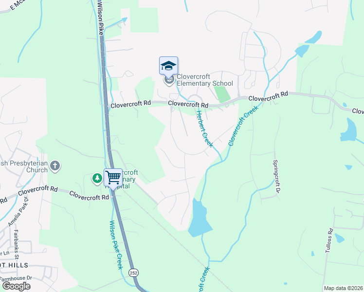 map of restaurants, bars, coffee shops, grocery stores, and more near 9046 Chardonnay Trace in Franklin