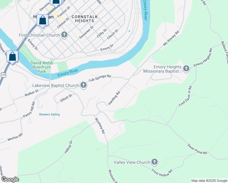 map of restaurants, bars, coffee shops, grocery stores, and more near 245 Harding Road in Harriman