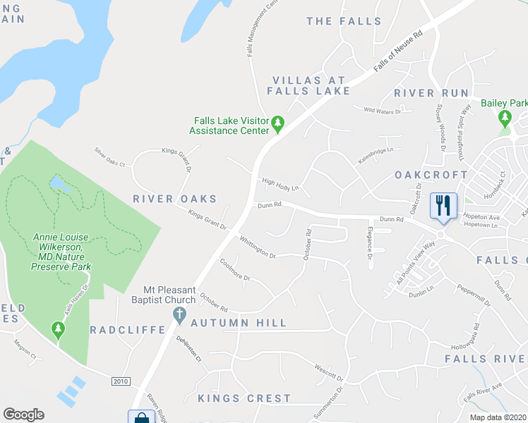 map of restaurants, bars, coffee shops, grocery stores, and more near 1500 Dunn Road in Raleigh