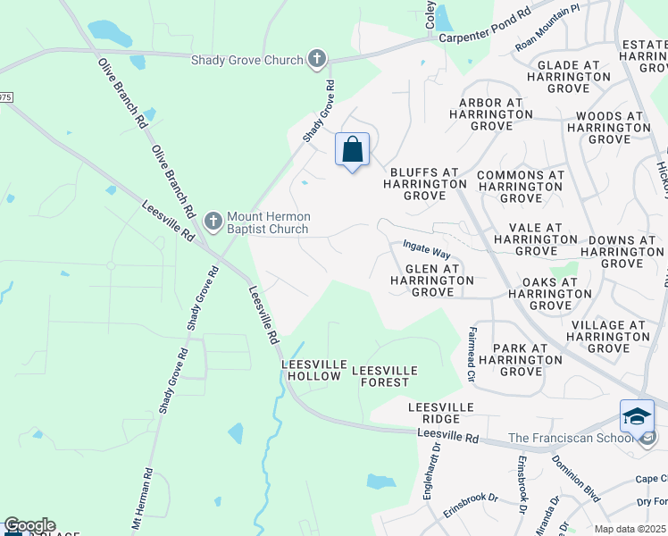 map of restaurants, bars, coffee shops, grocery stores, and more near 5554 Spindlewood Court in Durham