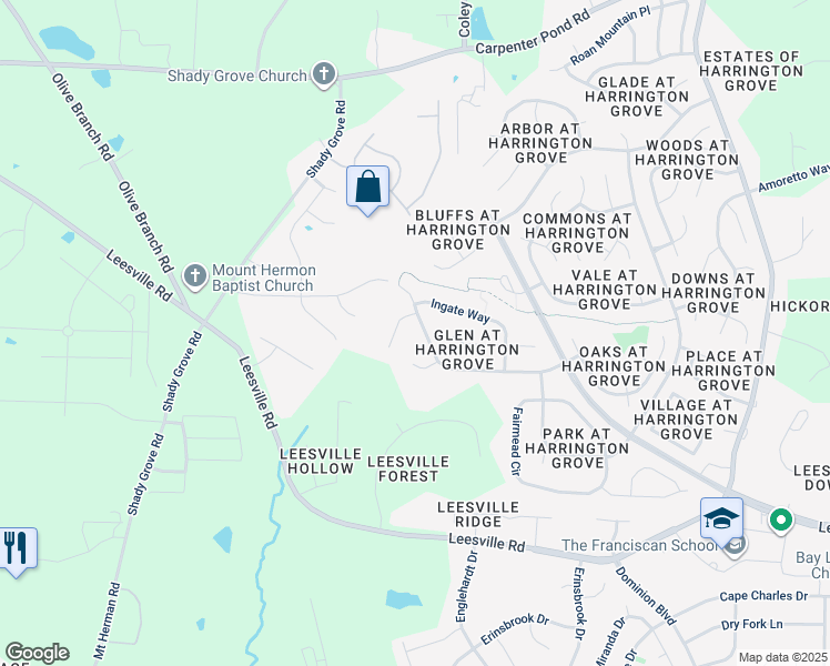 map of restaurants, bars, coffee shops, grocery stores, and more near 12017 North Exeter Way in Raleigh