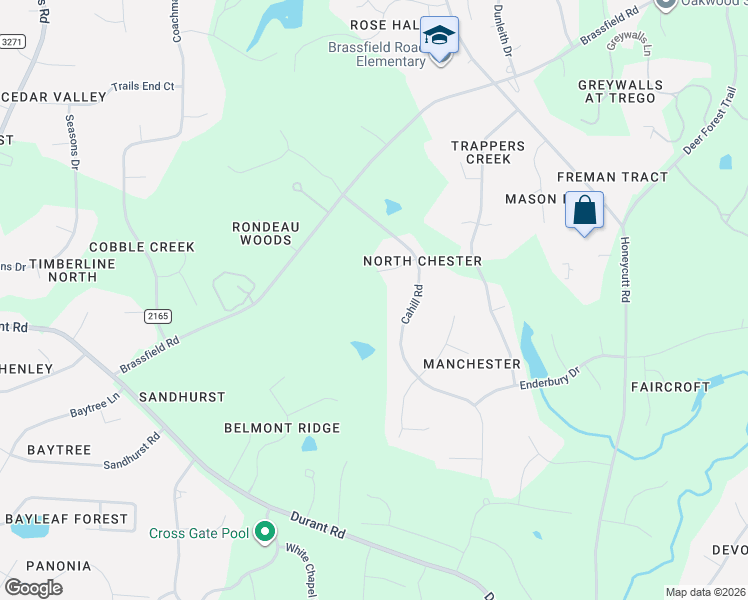 map of restaurants, bars, coffee shops, grocery stores, and more near 204 Northchester Way in Raleigh
