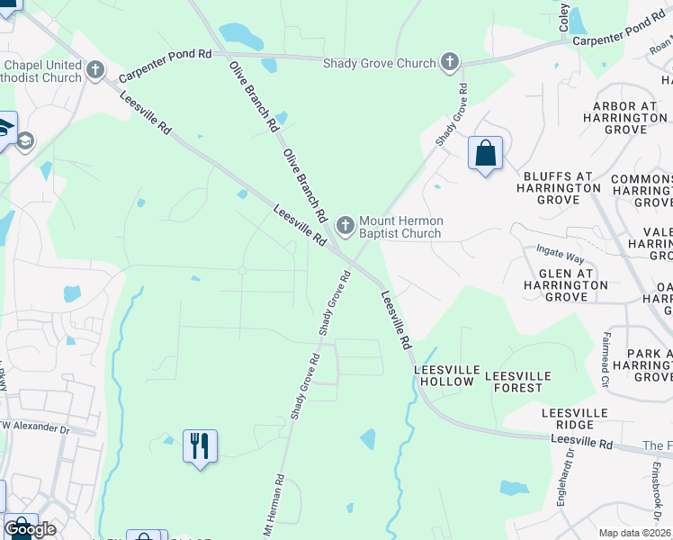 map of restaurants, bars, coffee shops, grocery stores, and more near 3119 Shady Grove Road in Durham