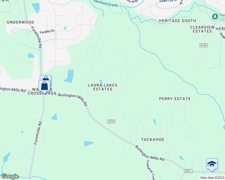 map of restaurants, bars, coffee shops, grocery stores, and more near 9012 Laura Lake Drive in Wake Forest