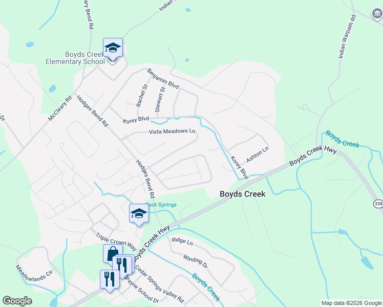 map of restaurants, bars, coffee shops, grocery stores, and more near 2725 Vista Meadows Lane in Sevierville