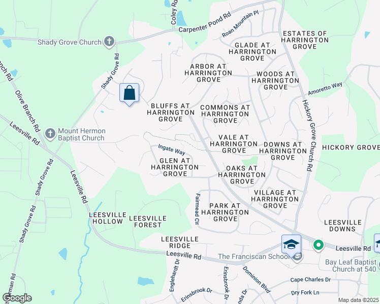 map of restaurants, bars, coffee shops, grocery stores, and more near 5416 Ingate Way in Raleigh