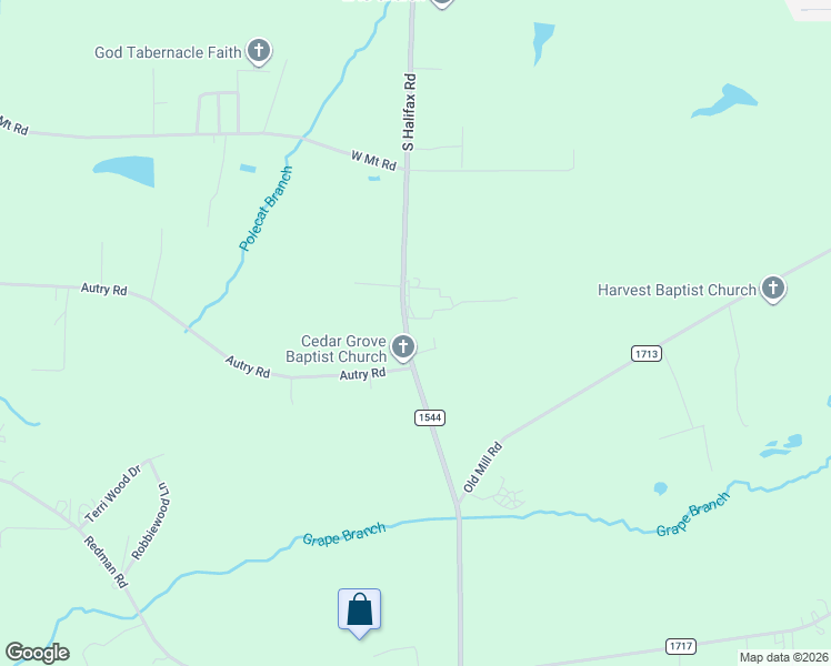 map of restaurants, bars, coffee shops, grocery stores, and more near 2895 South Halifax Road in Rocky Mount