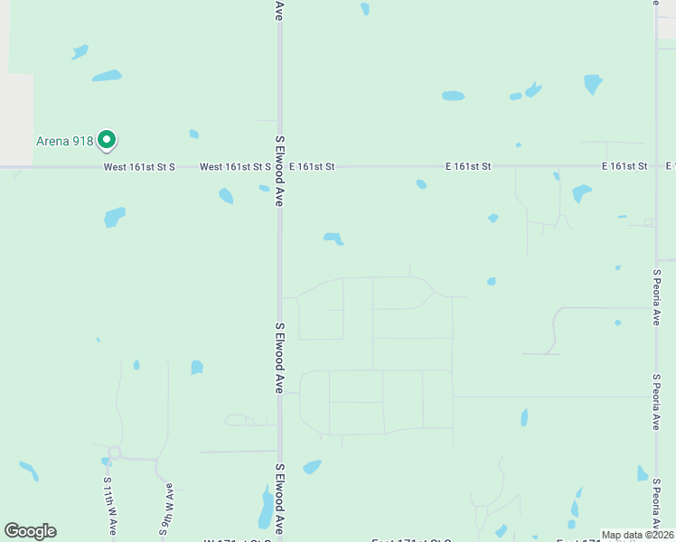 map of restaurants, bars, coffee shops, grocery stores, and more near 16260 South Elwood Avenue in Glenpool