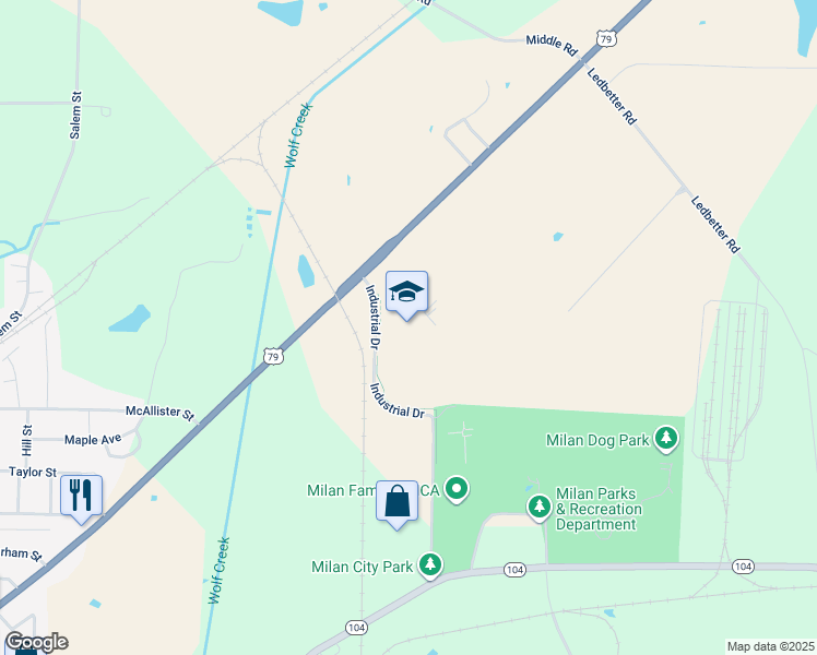 map of restaurants, bars, coffee shops, grocery stores, and more near 7060 East Van Hook Street in Milan