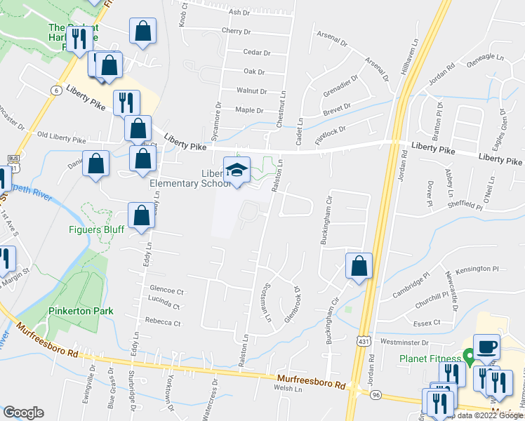 map of restaurants, bars, coffee shops, grocery stores, and more near 157 Ormesby Place in Franklin