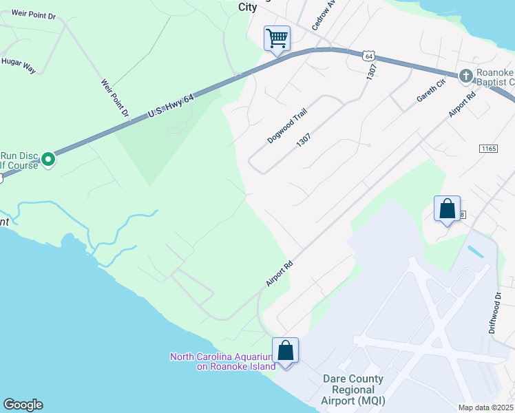 map of restaurants, bars, coffee shops, grocery stores, and more near 172 Sunnyside Drive in Manteo