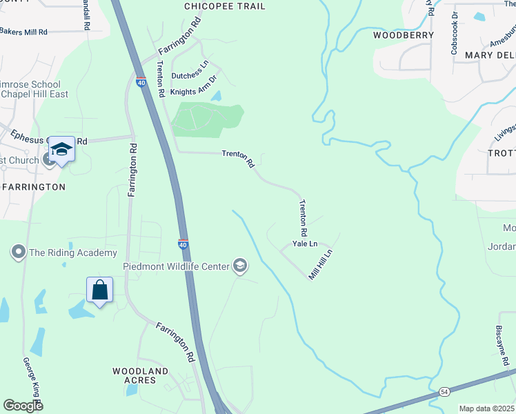 map of restaurants, bars, coffee shops, grocery stores, and more near 4503 Trenton Road in Chapel Hill