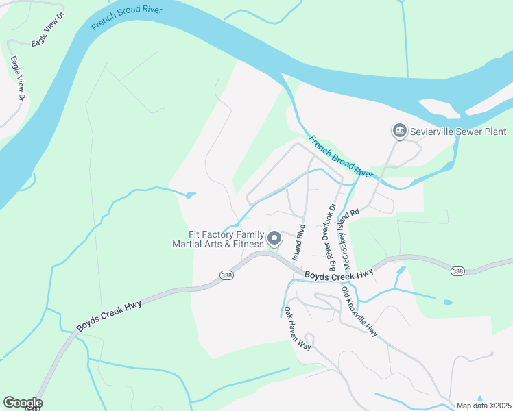 map of restaurants, bars, coffee shops, grocery stores, and more near 2605 Big River Overlook Drive in Sevierville