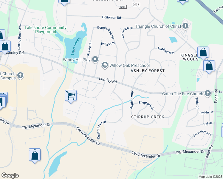 map of restaurants, bars, coffee shops, grocery stores, and more near 2710 Sagebrush Lane in Durham