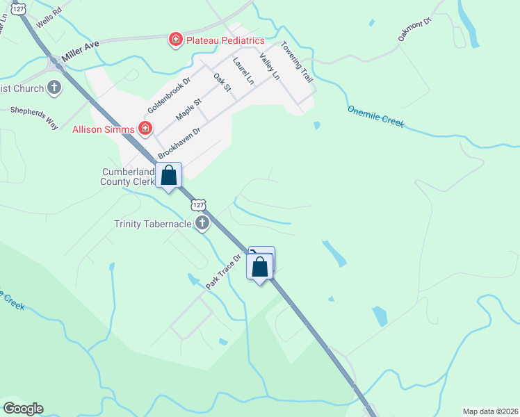 map of restaurants, bars, coffee shops, grocery stores, and more near 92 Tomlon Road in Crossville