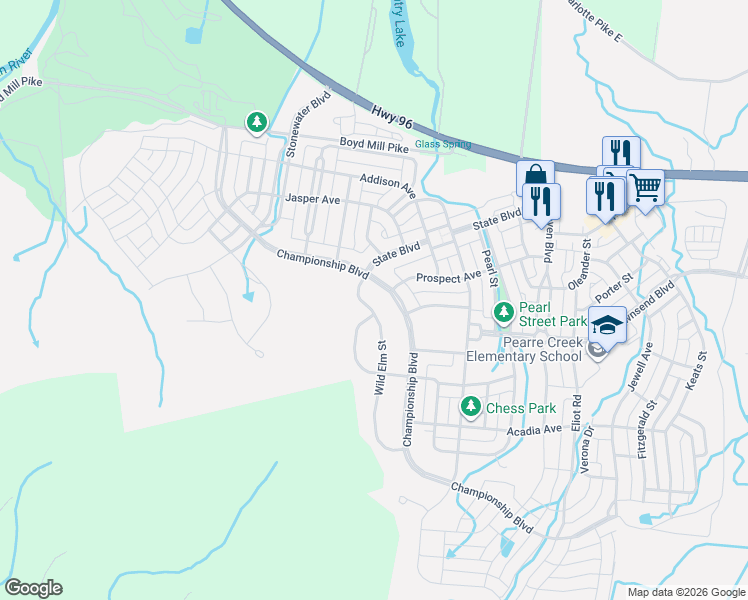 map of restaurants, bars, coffee shops, grocery stores, and more near 1627 Championship Boulevard in Franklin