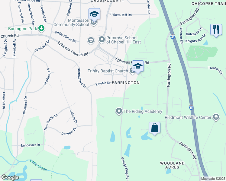 map of restaurants, bars, coffee shops, grocery stores, and more near 202 Hemler Drive in Chapel Hill