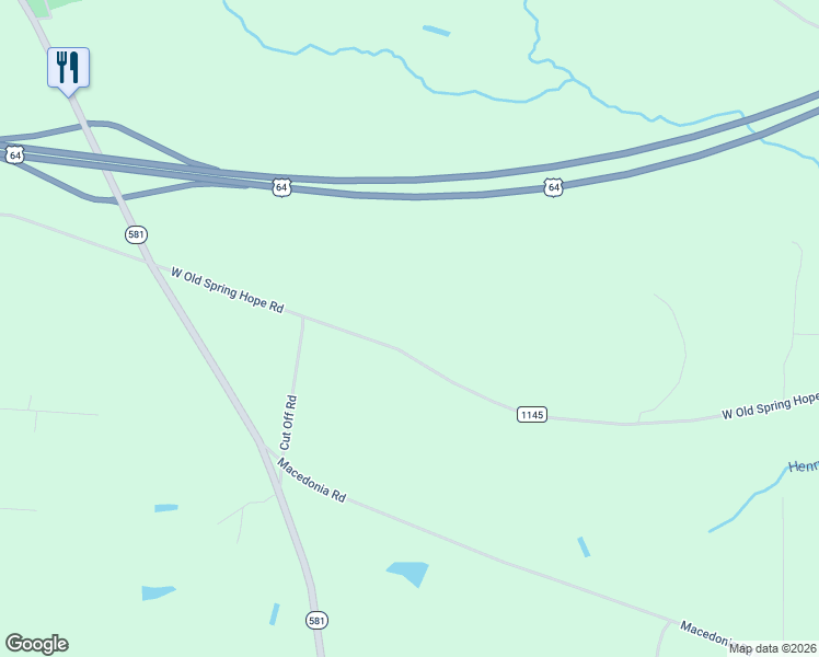 map of restaurants, bars, coffee shops, grocery stores, and more near 6700 West Old Spring Hope Road in Spring Hope