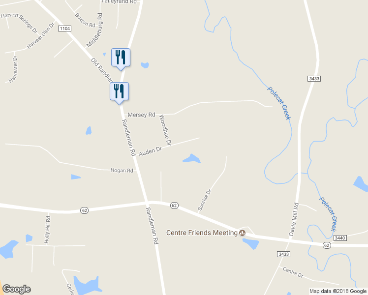 map of restaurants, bars, coffee shops, grocery stores, and more near 206 Auden Drive in Greensboro