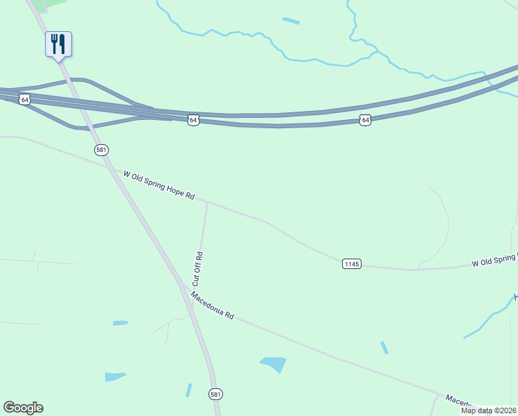 map of restaurants, bars, coffee shops, grocery stores, and more near 6700 West Old Spring Hope Road in Spring Hope