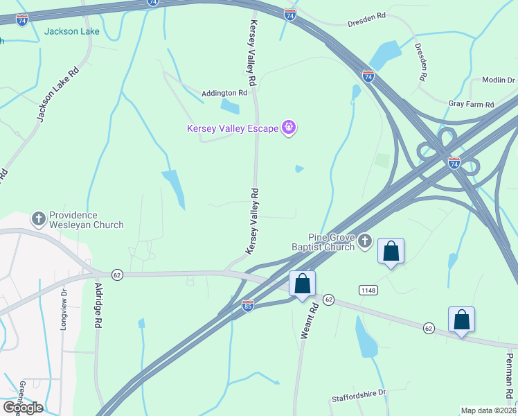 map of restaurants, bars, coffee shops, grocery stores, and more near 1618 Kersey Valley Road in Archdale