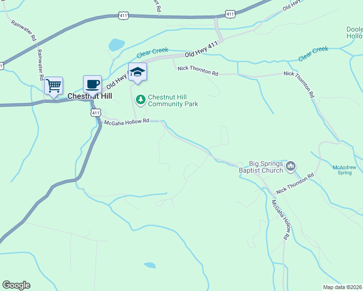 map of restaurants, bars, coffee shops, grocery stores, and more near 2491 McGaha Hollow Road in Dandridge