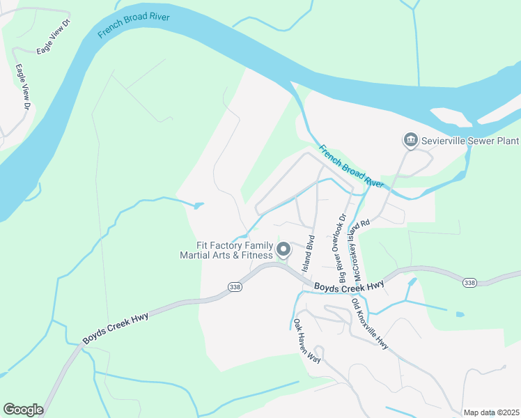 map of restaurants, bars, coffee shops, grocery stores, and more near 2605 Big River Overlook Drive in Sevierville