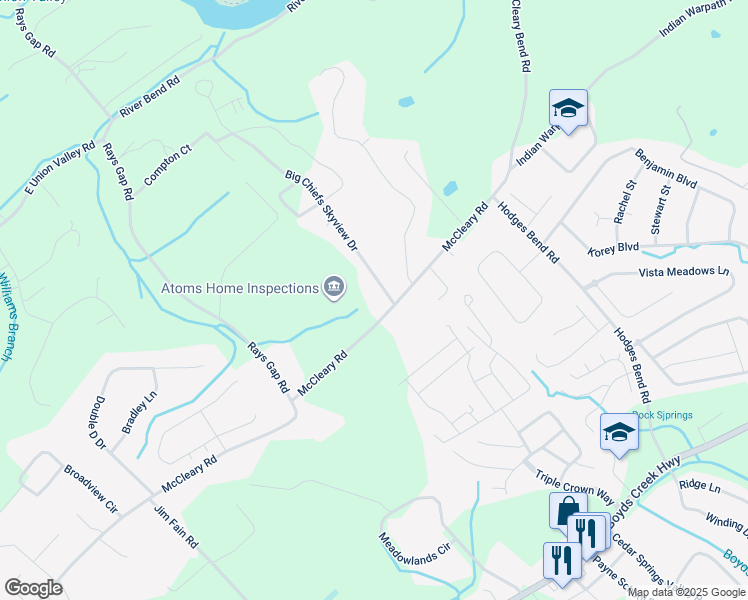 map of restaurants, bars, coffee shops, grocery stores, and more near 2045 Big Chiefs Skyview Drive in Sevierville