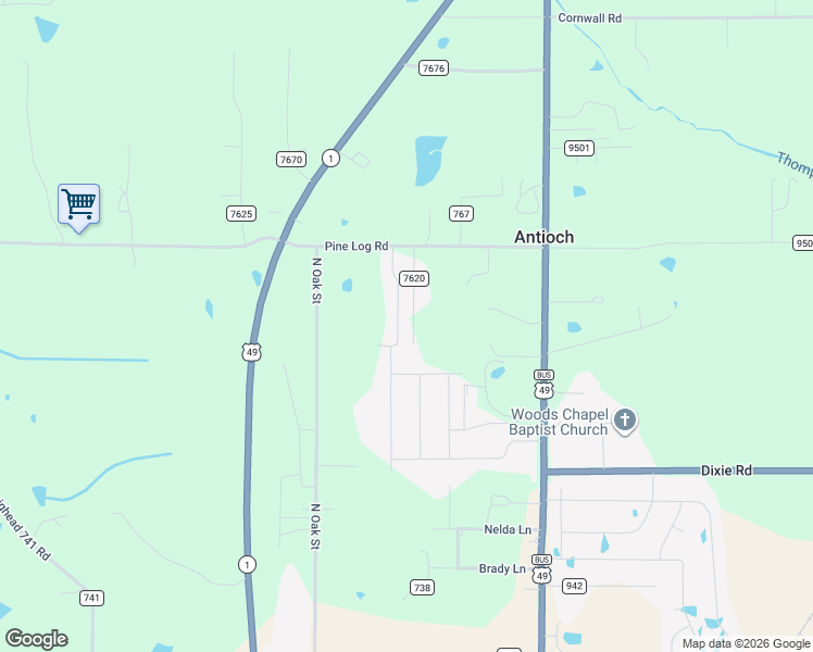 map of restaurants, bars, coffee shops, grocery stores, and more near 203 Cr 7620 in Brookland