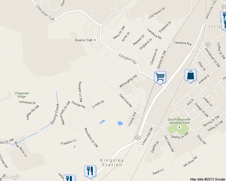 map of restaurants, bars, coffee shops, grocery stores, and more near 4417 Wells Road in Knoxville