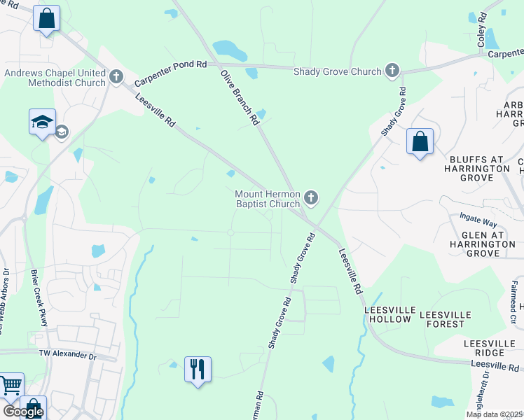 map of restaurants, bars, coffee shops, grocery stores, and more near 101 Beaconsfield Court in Durham