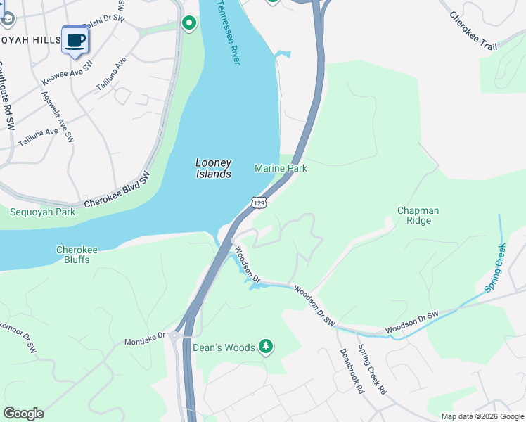 map of restaurants, bars, coffee shops, grocery stores, and more near 4633 Wye Way Lane in Knoxville
