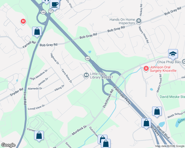 map of restaurants, bars, coffee shops, grocery stores, and more near 1002 Nod Street in Knoxville