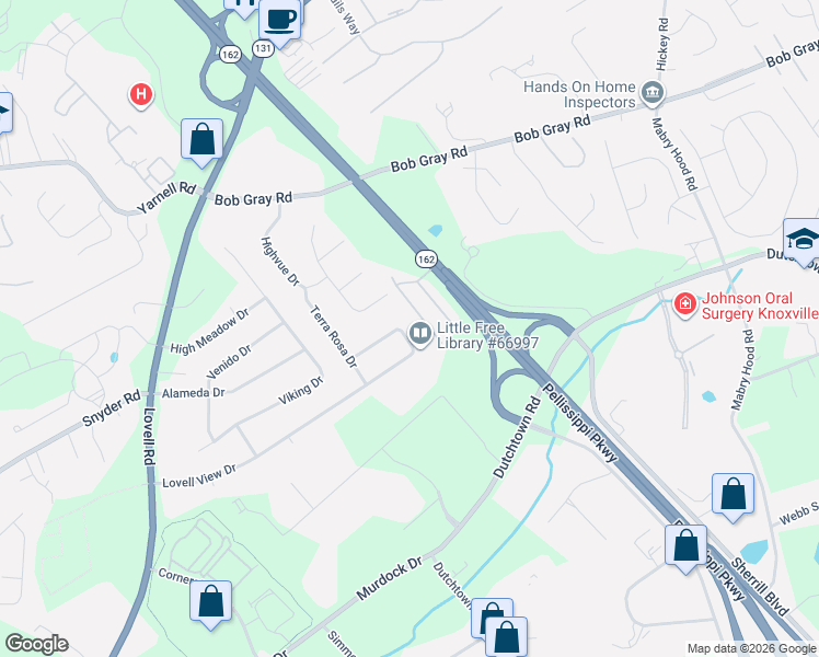 map of restaurants, bars, coffee shops, grocery stores, and more near 1017 Blinken Street in Knoxville