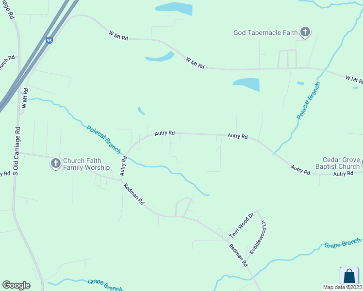 map of restaurants, bars, coffee shops, grocery stores, and more near 5531 Autry Road in Rocky Mount