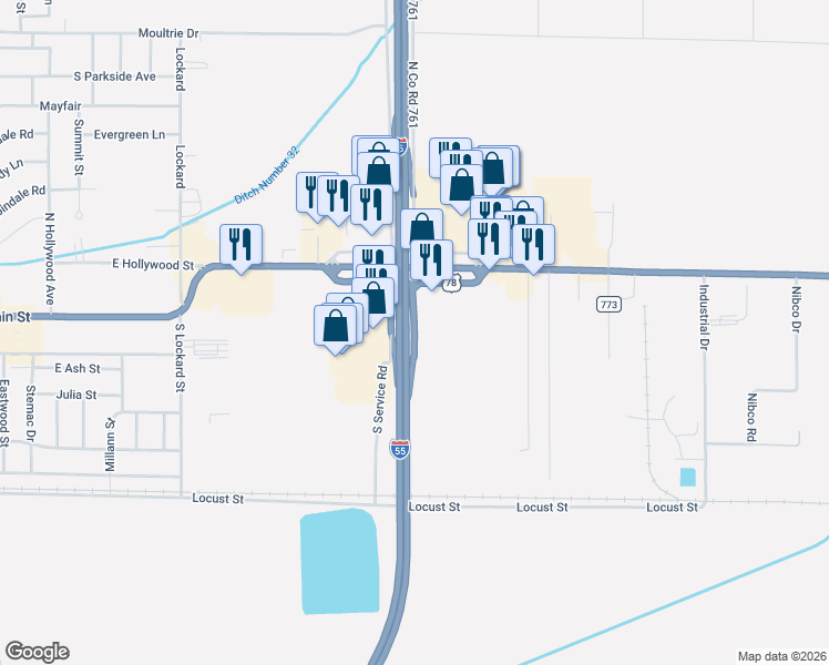 map of restaurants, bars, coffee shops, grocery stores, and more near 102 South Porter Drive in Blytheville