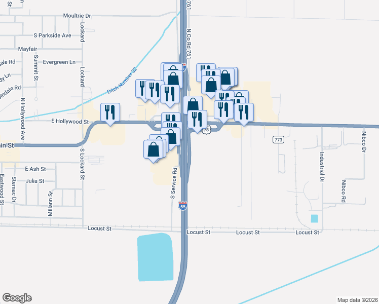 map of restaurants, bars, coffee shops, grocery stores, and more near 102 South Porter Drive in Blytheville