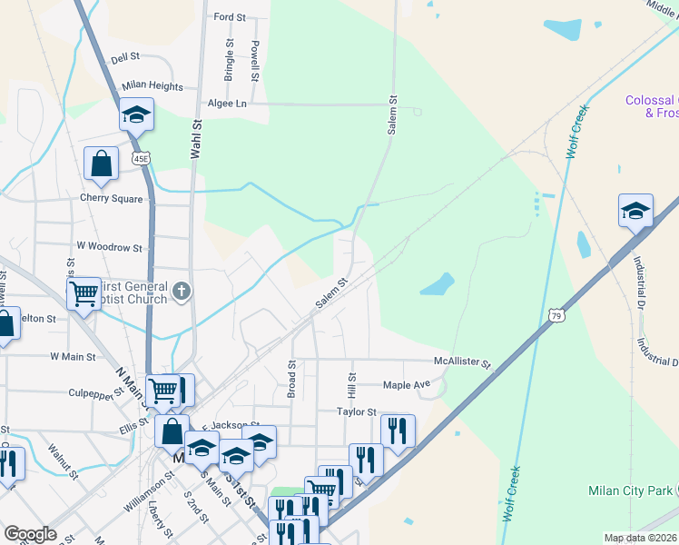 map of restaurants, bars, coffee shops, grocery stores, and more near 1071 Salem Street in Milan
