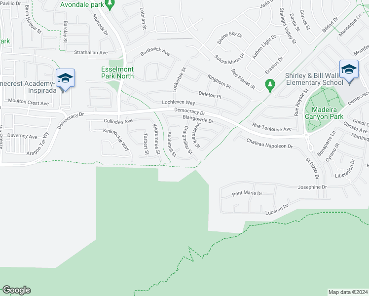 map of restaurants, bars, coffee shops, grocery stores, and more near 2765 Craigmillar Street in Henderson