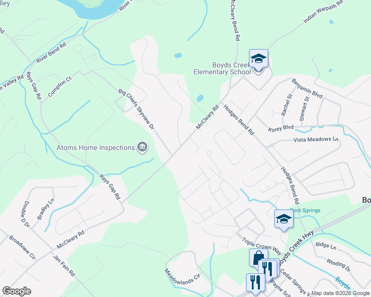 map of restaurants, bars, coffee shops, grocery stores, and more near 1324 Storm Lee Court in Sevierville
