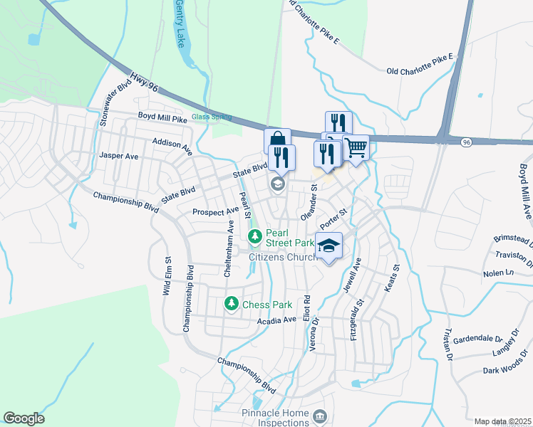 map of restaurants, bars, coffee shops, grocery stores, and more near 1165 Westhaven Boulevard in Franklin