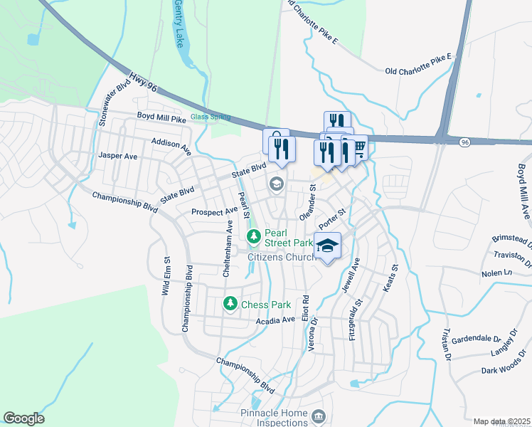 map of restaurants, bars, coffee shops, grocery stores, and more near 1165 Westhaven Boulevard in Franklin