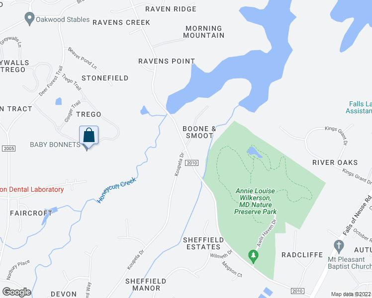 map of restaurants, bars, coffee shops, grocery stores, and more near Raven Ridge Road in Wake County