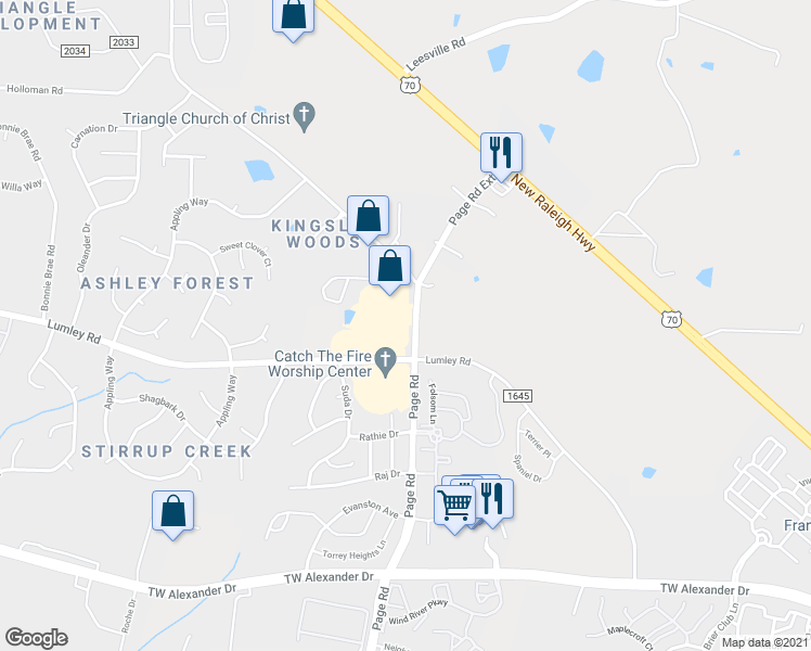 map of restaurants, bars, coffee shops, grocery stores, and more near 5475 Lumley Road in Durham