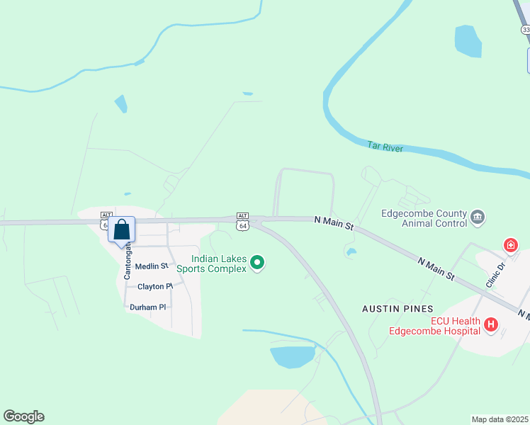 map of restaurants, bars, coffee shops, grocery stores, and more near 3401 North Main Street in Tarboro