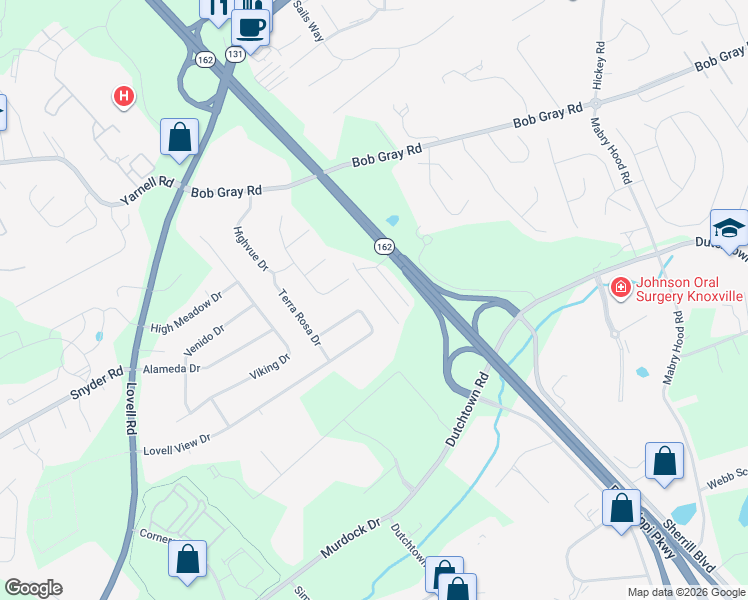 map of restaurants, bars, coffee shops, grocery stores, and more near 1017 Blinken Street in Knoxville