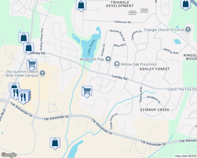 map of restaurants, bars, coffee shops, grocery stores, and more near 4701 Rockport Drive in Durham