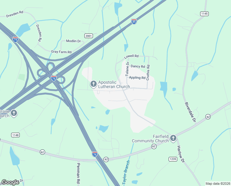 map of restaurants, bars, coffee shops, grocery stores, and more near 5908 Hyde Park Drive in High Point