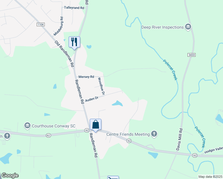 map of restaurants, bars, coffee shops, grocery stores, and more near 206 Auden Drive in Greensboro